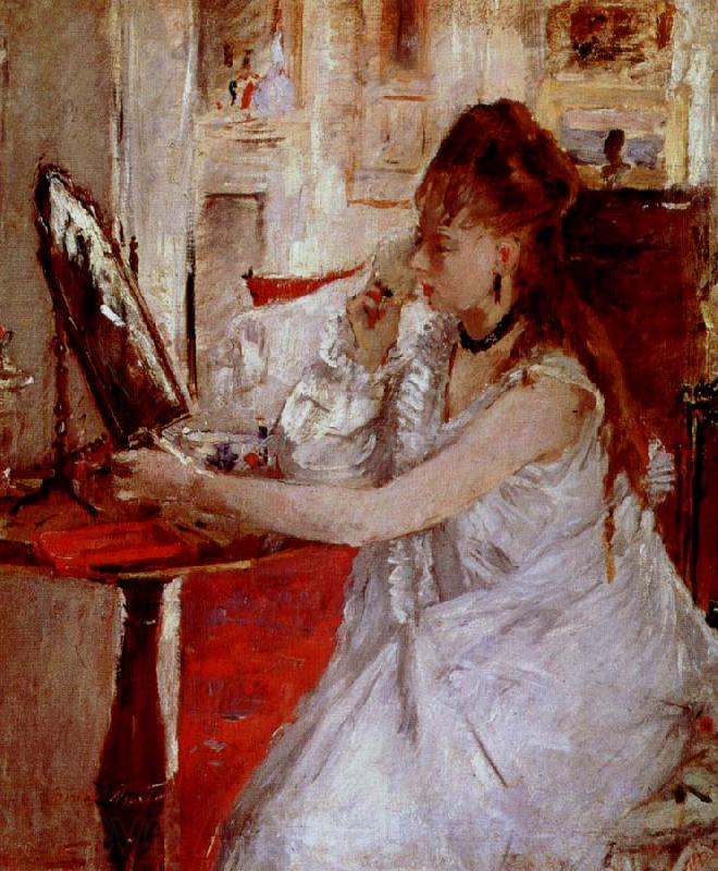 Berthe Morisot ung kvinna med pudervippa Norge oil painting art